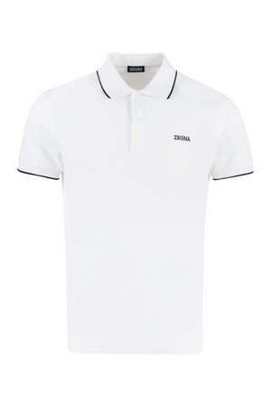 Logo print cotton polo shirt-0